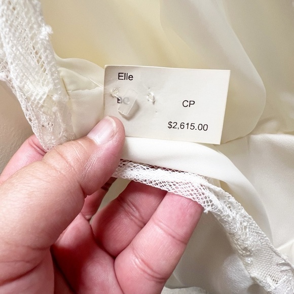 Christopher Paunil Womens Cream Elle A-Line Boatneck Wedding Gown Size 8 - Picture 7 of 10